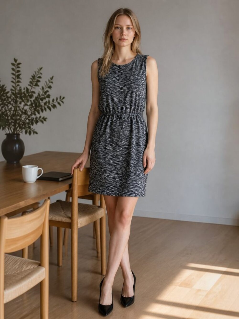 Women's XXL Merona Black & White Sleeveless Dress with Tie Waist